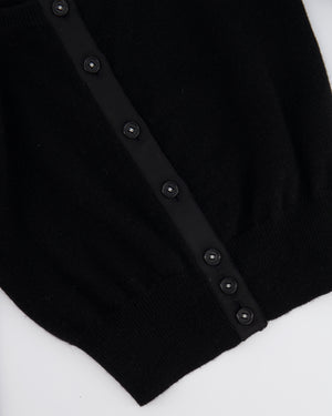 Chanel Vintage 95A Black Cashmere Cardigan with Black and White CC Logo Buttons Size FR 36 (UK 8)