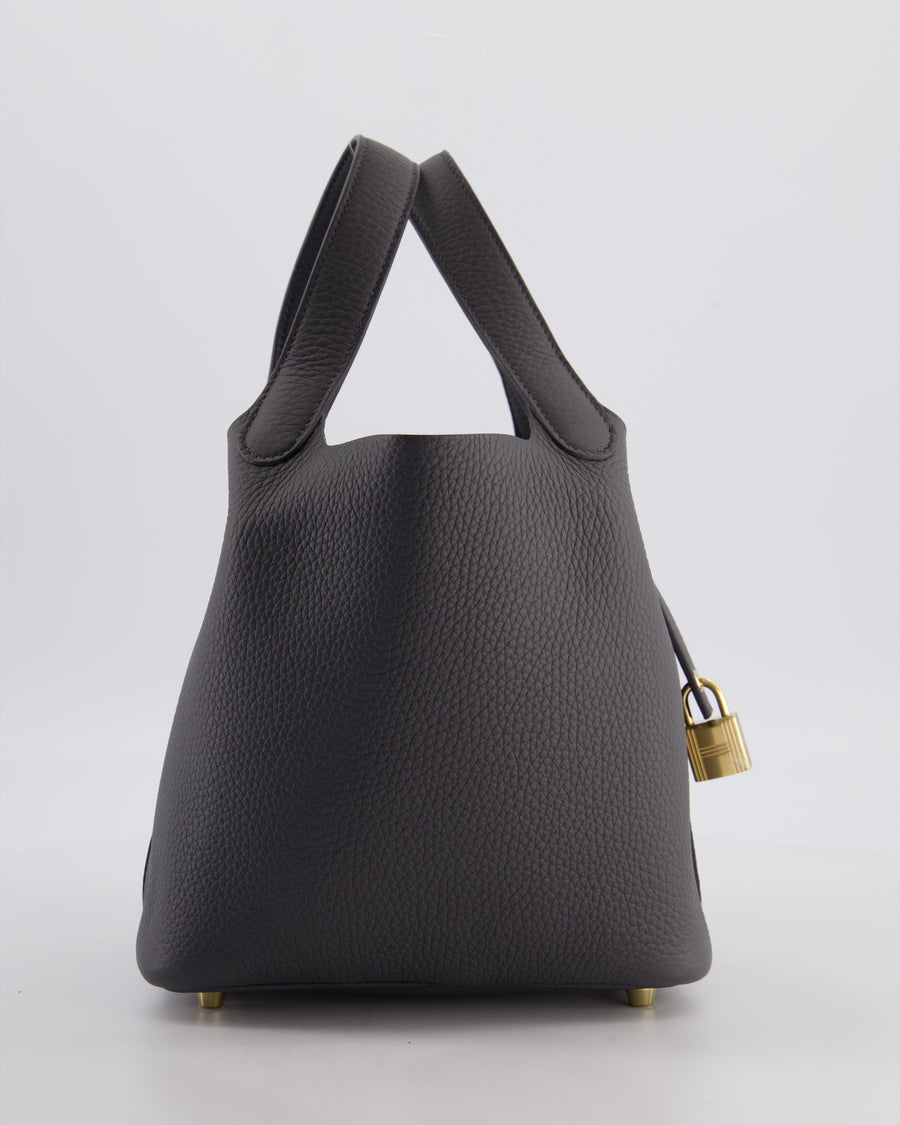 Hermès Picotin Lock 18 Bag in Ardoise Clemence Leather with Permabrass Hardware