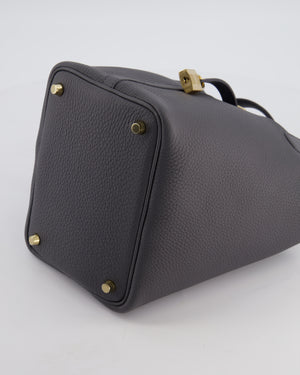 Hermès Picotin Lock 18 Bag in Ardoise Clemence Leather with Permabrass Hardware