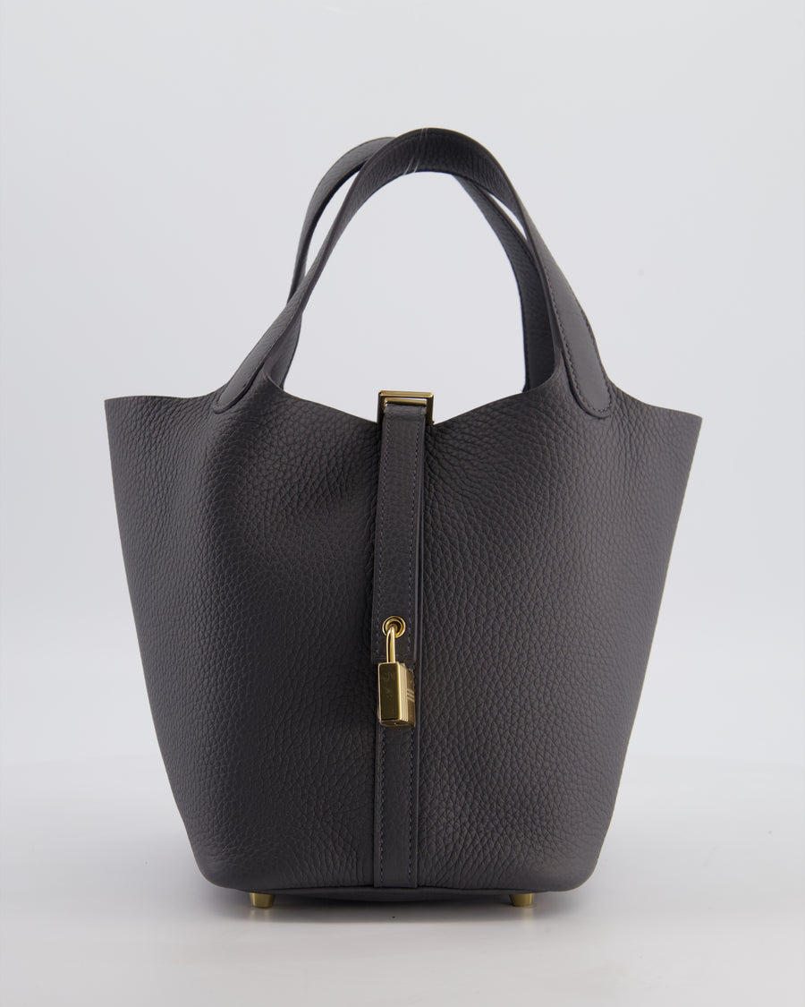 Hermès Picotin Lock 18 Bag in Ardoise Clemence Leather with Permabrass Hardware