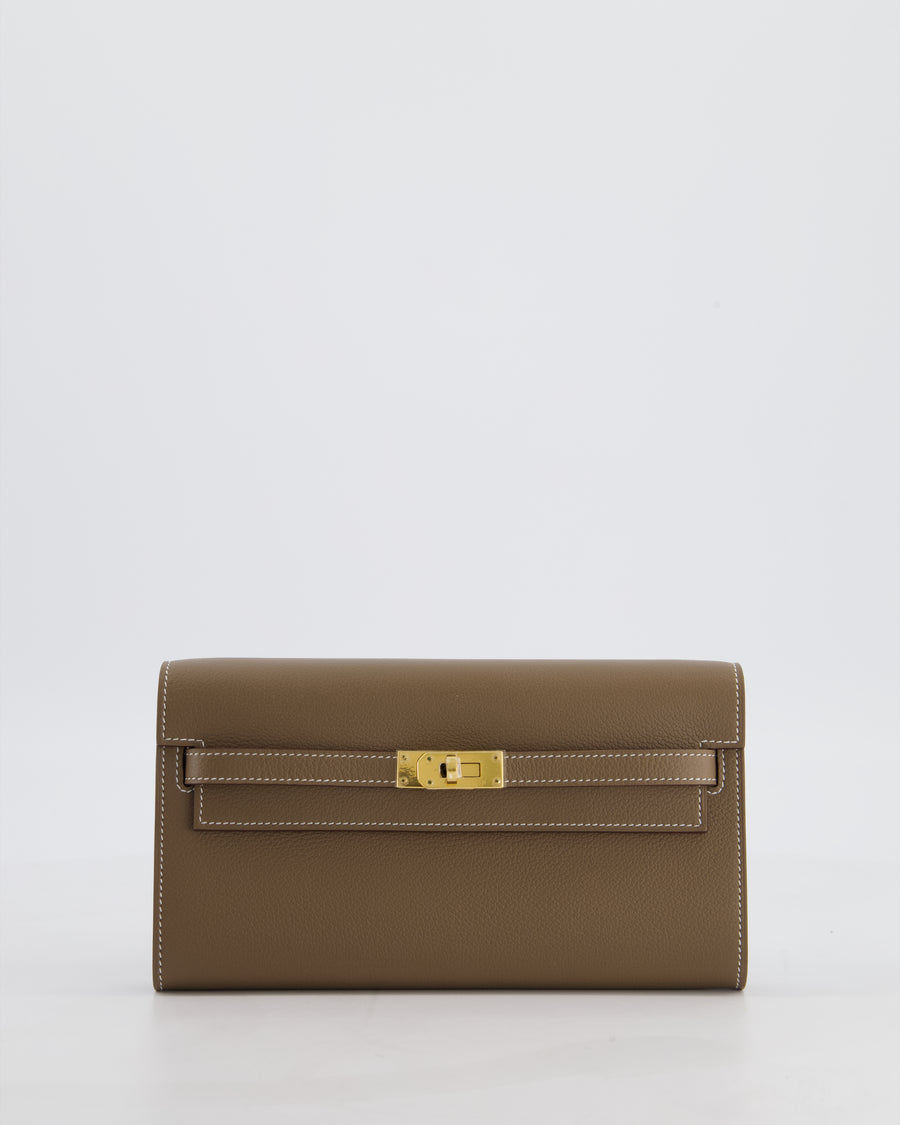 Hermès Kelly To Go Bag in Etoupe Evercolour Leather with Gold Hardware