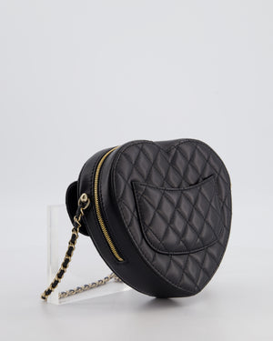 Chanel 22S Black Medium Heart Bag in Lambskin Leather with Champagne Gold Hardware