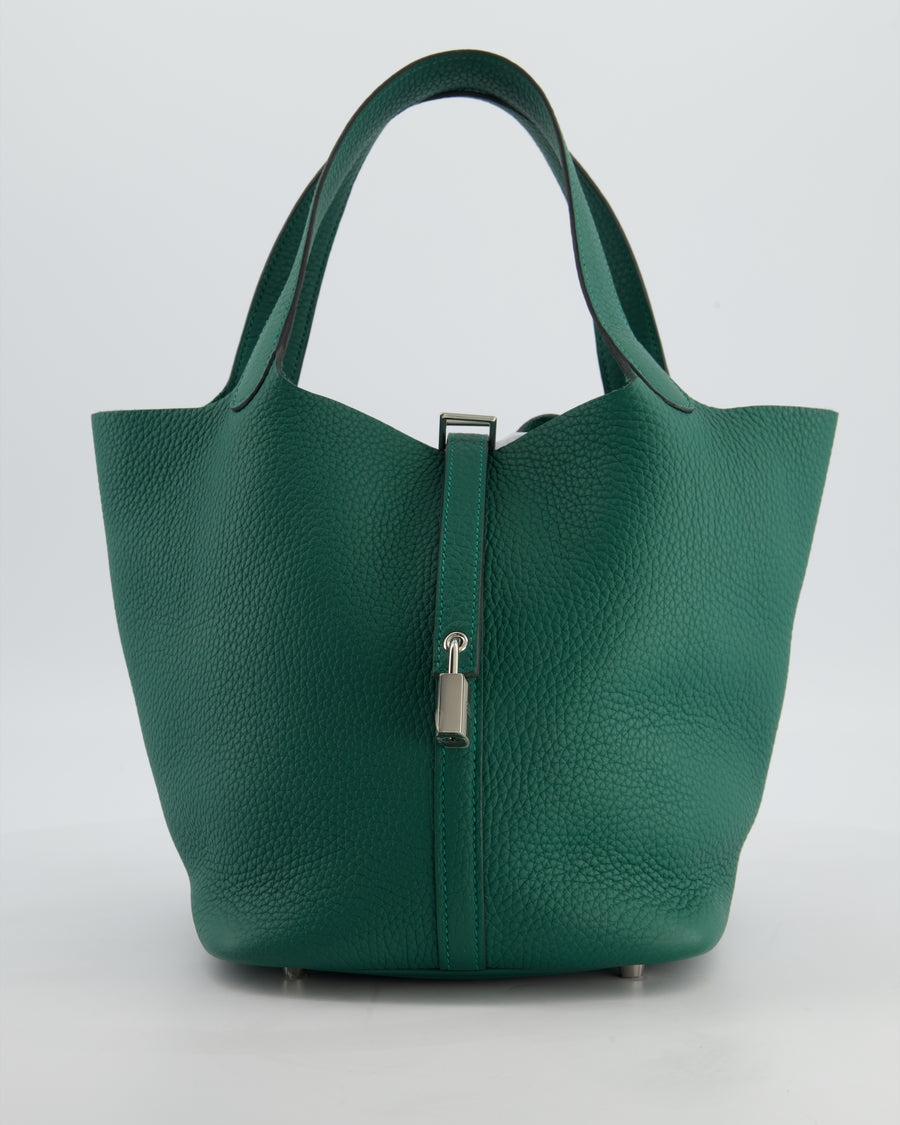 Hermès Picotin Lock 22 Bag in Vert Moyen Clemence Leather with Palladium Hardware