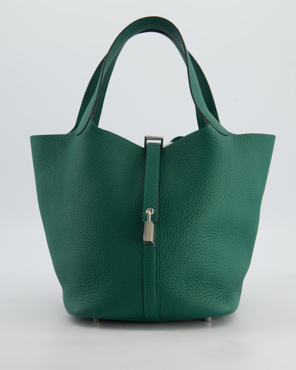 Hermès Picotin Lock 22 Bag in Vert Moyen Clemence Leather with Palladium Hardware