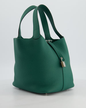 Hermès Picotin Lock 22 Bag in Vert Moyen Clemence Leather with Palladium Hardware