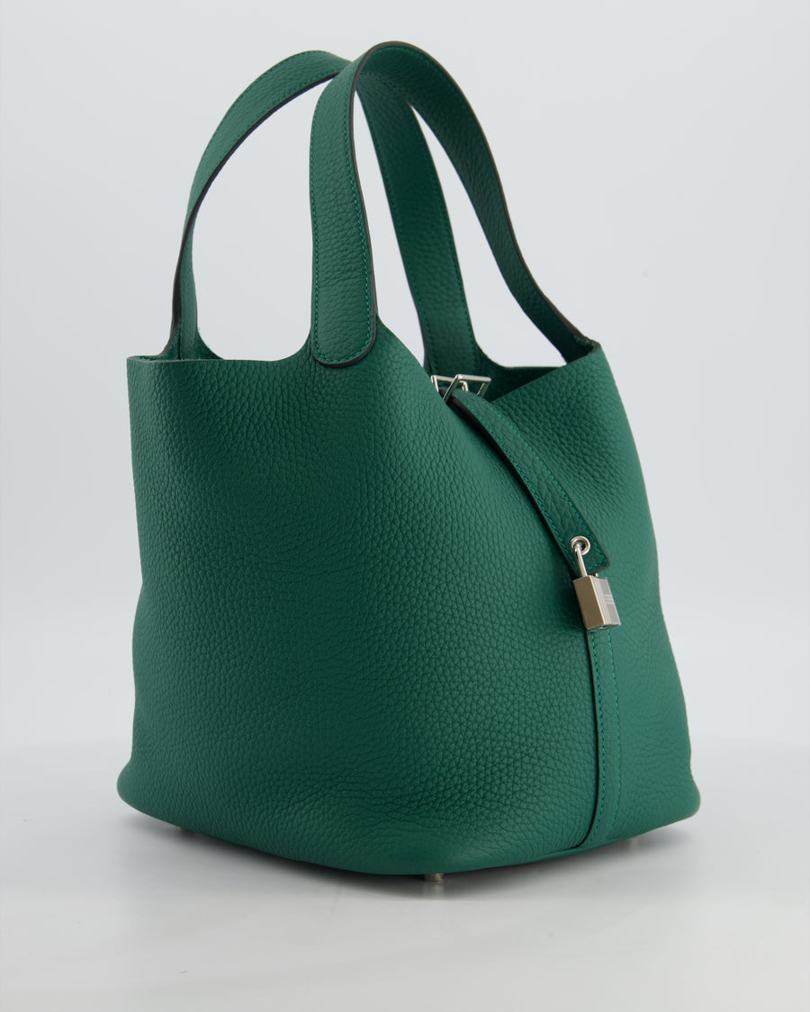 Hermès Picotin Lock 22 Bag in Vert Moyen Clemence Leather with Palladium Hardware
