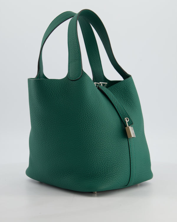 Hermès Picotin Lock 22 Bag in Vert Moyen Clemence Leather with Palladium Hardware