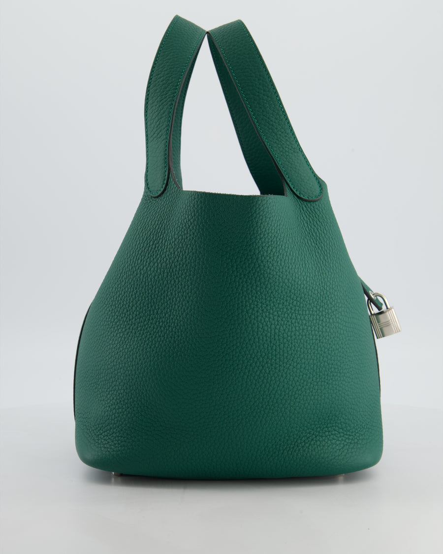 Hermès Picotin Lock 22 Bag in Vert Moyen Clemence Leather with Palladium Hardware
