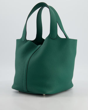 Hermès Picotin Lock 22 Bag in Vert Moyen Clemence Leather with Palladium Hardware