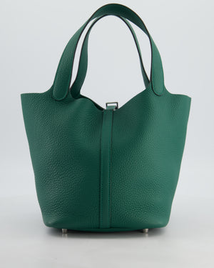 Hermès Picotin Lock 22 Bag in Vert Moyen Clemence Leather with Palladium Hardware