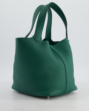 Hermès Picotin Lock 22 Bag in Vert Moyen Clemence Leather with Palladium Hardware