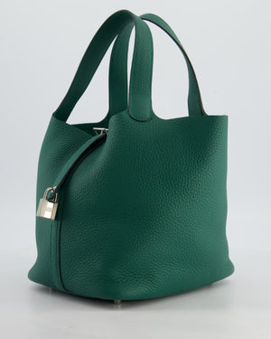 Hermès Picotin Lock 22 Bag in Vert Moyen Clemence Leather with Palladium Hardware