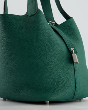 Hermès Picotin Lock 22 Bag in Vert Moyen Clemence Leather with Palladium Hardware