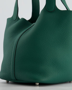 Hermès Picotin Lock 22 Bag in Vert Moyen Clemence Leather with Palladium Hardware