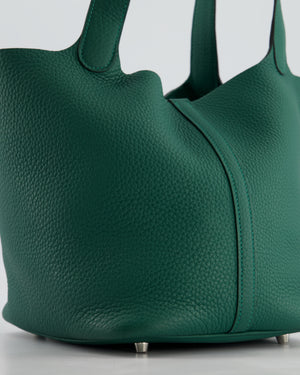 Hermès Picotin Lock 22 Bag in Vert Moyen Clemence Leather with Palladium Hardware