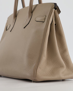 Hermès Birkin 30 Retourne Bag in Gris Touturelle Clemence Leather with Palladium Hardware