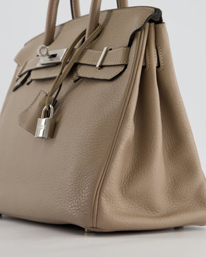 Hermès Birkin 30 Retourne Bag in Gris Touturelle Clemence Leather with Palladium Hardware