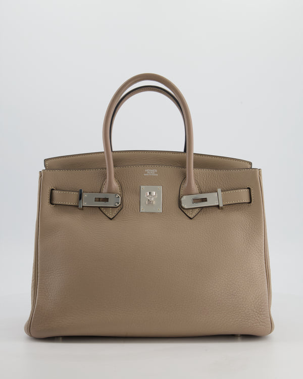 Hermès Birkin 30 Retourne Bag in Gris Touturelle Clemence Leather with Palladium Hardware