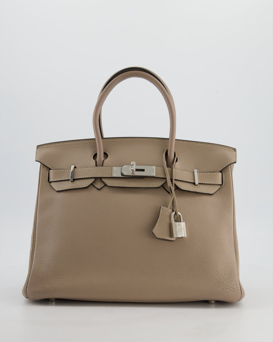 Hermès Birkin 30 Retourne Bag in Gris Touturelle Clemence Leather with Palladium Hardware
