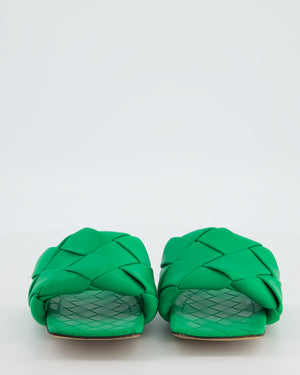 Bottega Veneta Green Intrecciato-Woven Lido Flat Sandal Size EU 36.5
