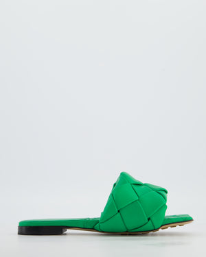 Bottega Veneta Green Intrecciato-Woven Lido Flat Sandal Size EU 36.5