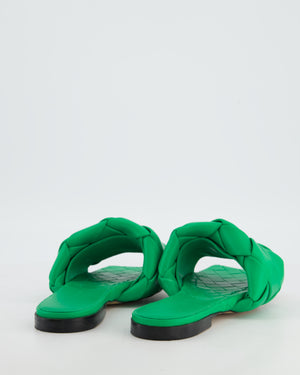 Bottega Veneta Green Intrecciato-Woven Lido Flat Sandal Size EU 36.5