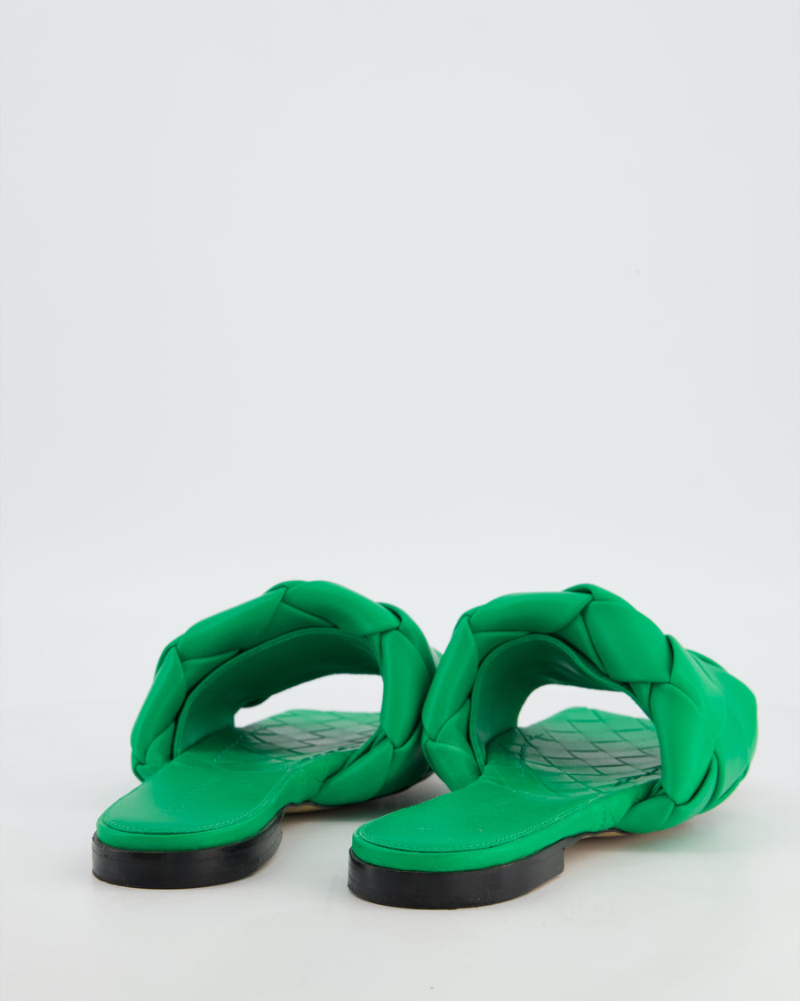Bottega Veneta Green Intrecciato-Woven Lido Flat Sandal Size EU 36.5