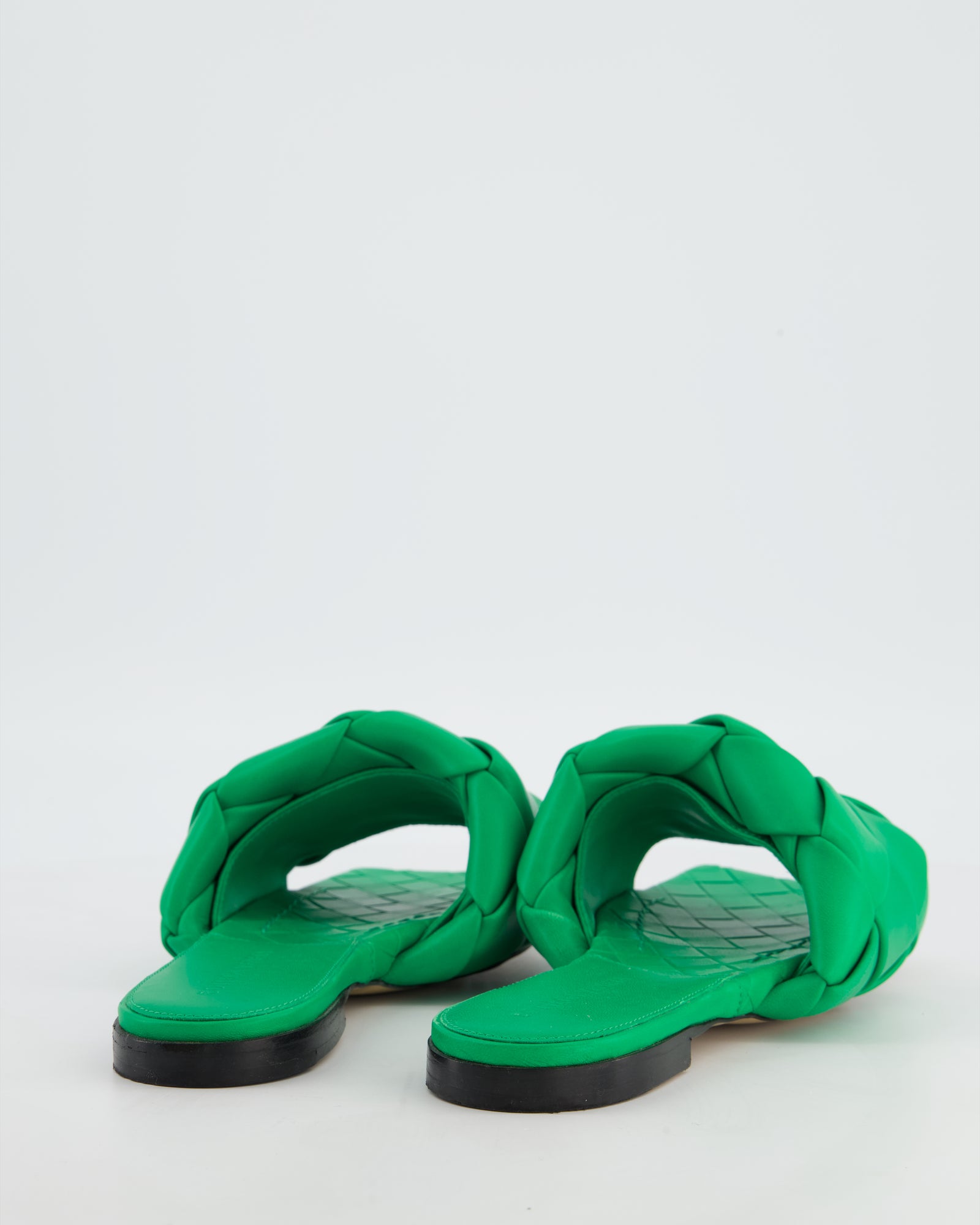 Bottega Veneta Green Intrecciato-Woven Lido Flat Sandal Size EU