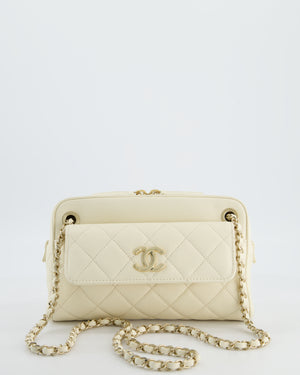 Chanel Camera Bag with Removable Wallet in Ivory Caviar Leather with Champagne Gold Hardware