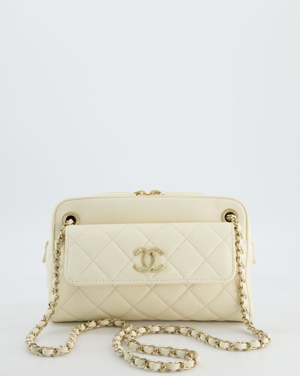 Chanel Camera Bag with Removable Wallet in Ivory Caviar Leather with Champagne Gold Hardware