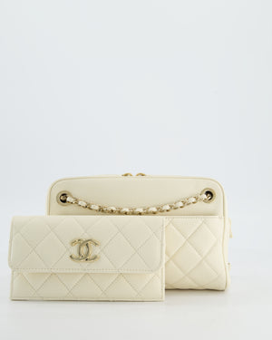 Chanel Camera Bag with Removable Wallet in Ivory Caviar Leather with Champagne Gold Hardware