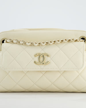 Chanel Camera Bag with Removable Wallet in Ivory Caviar Leather with Champagne Gold Hardware