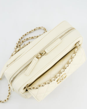 Chanel Camera Bag with Removable Wallet in Ivory Caviar Leather with Champagne Gold Hardware