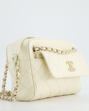 Chanel Camera Bag with Removable Wallet in Ivory Caviar Leather with Champagne Gold Hardware