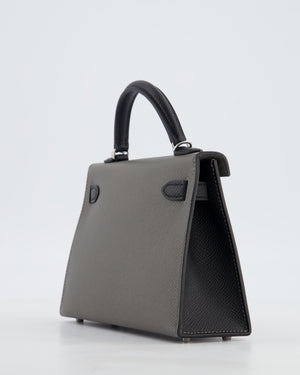 *SUPER RARE* Hermès HSS Mini Kelly II 20 Bag in Gris Meyer & Black Epsom Leather and Palladium Hardware