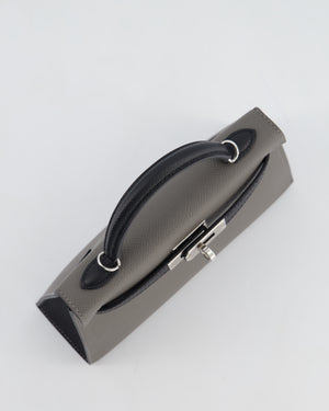 *SUPER RARE* Hermès HSS Mini Kelly II 20 Bag in Gris Meyer & Black Epsom Leather and Palladium Hardware