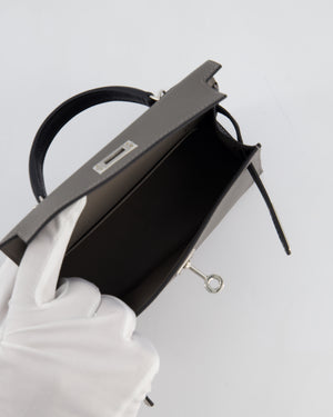 *SUPER RARE* Hermès HSS Mini Kelly II 20 Bag in Gris Meyer & Black Epsom Leather and Palladium Hardware