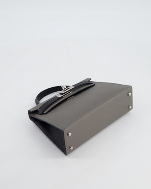 *SUPER RARE* Hermès HSS Mini Kelly II 20 Bag in Gris Meyer & Black Epsom Leather and Palladium Hardware