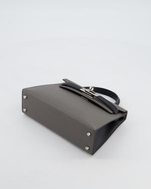 *SUPER RARE* Hermès HSS Mini Kelly II 20 Bag in Gris Meyer & Black Epsom Leather and Palladium Hardware