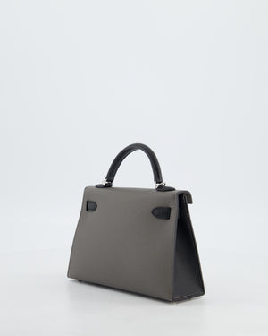 *SUPER RARE* Hermès HSS Mini Kelly II 20 Bag in Gris Meyer & Black Epsom Leather and Palladium Hardware