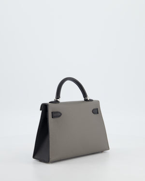*SUPER RARE* Hermès HSS Mini Kelly II 20 Bag in Gris Meyer & Black Epsom Leather and Palladium Hardware