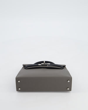 *SUPER RARE* Hermès HSS Mini Kelly II 20 Bag in Gris Meyer & Black Epsom Leather and Palladium Hardware