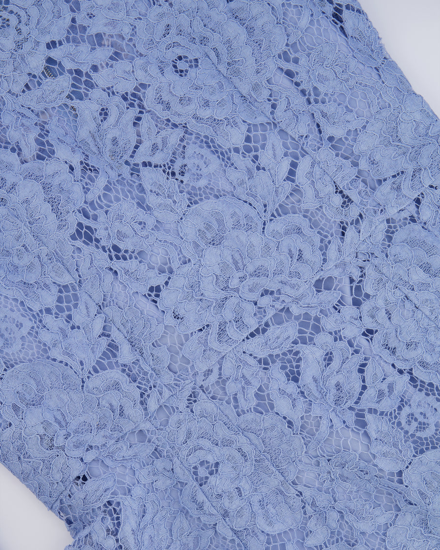 Dolce & Gabbana Light Blue Lace Long-Sleeved Midi Dress Size IT 40 (UK 8)