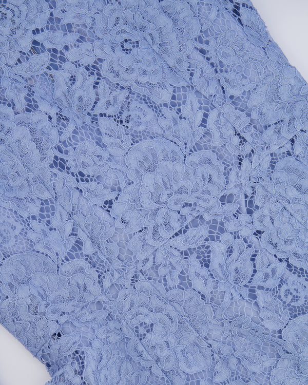 Dolce & Gabbana Light Blue Lace Long-Sleeved Midi Dress Size IT 40 (UK 8)