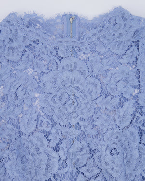 Dolce & Gabbana Light Blue Lace Long-Sleeved Midi Dress Size IT 40 (UK 8)