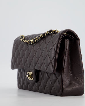 *HOT* Chanel Dark Chocolate Classic Medium Double Flap Bag in Caviar Leather with Champagne Gold Hardware