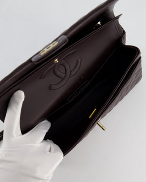 *HOT* Chanel Dark Chocolate Classic Medium Double Flap Bag in Caviar Leather with Champagne Gold Hardware