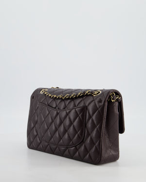 *HOT* Chanel Dark Chocolate Classic Medium Double Flap Bag in Caviar Leather with Champagne Gold Hardware