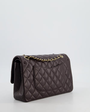 *HOT* Chanel Dark Chocolate Classic Medium Double Flap Bag in Caviar Leather with Champagne Gold Hardware