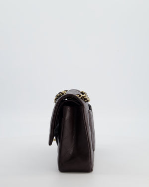 *HOT* Chanel Dark Chocolate Classic Medium Double Flap Bag in Caviar Leather with Champagne Gold Hardware